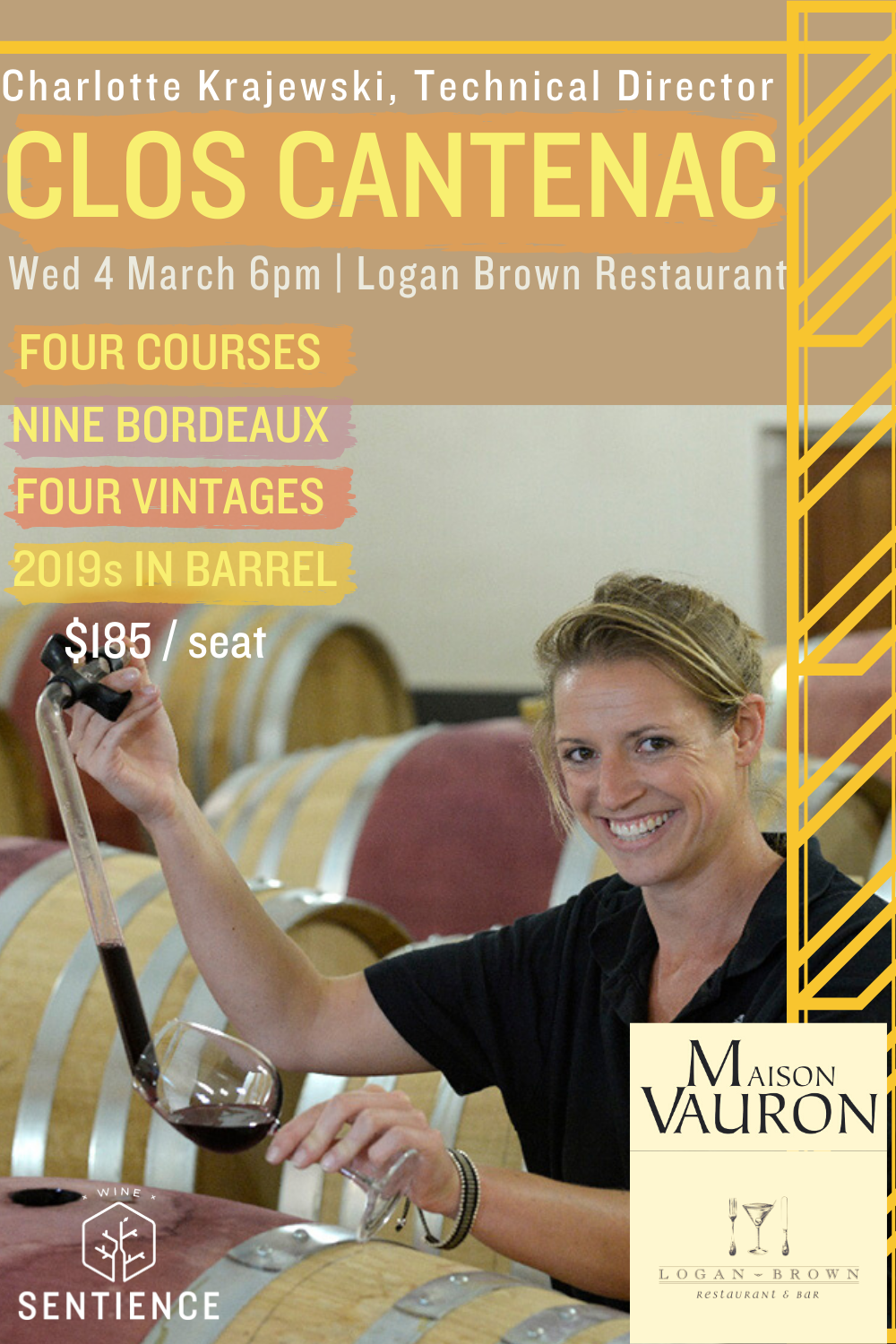 Clos Cantenac Dinner with Charlotte Krajewski at Logan Brown
